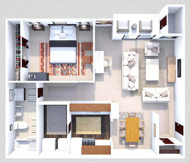 Phase I - Luxury 1 Bed 1 Bath floor plan